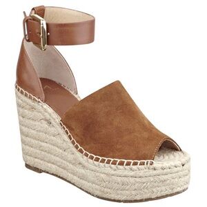Mark Fisher Brown Suede Platform Espadrille Sandals, Size 8